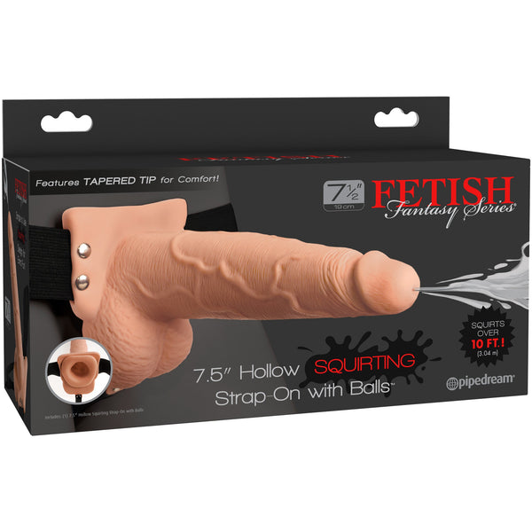 Fetish Fantasy Series 7.5" Squirting Hollow Strap-on with Balls - Light