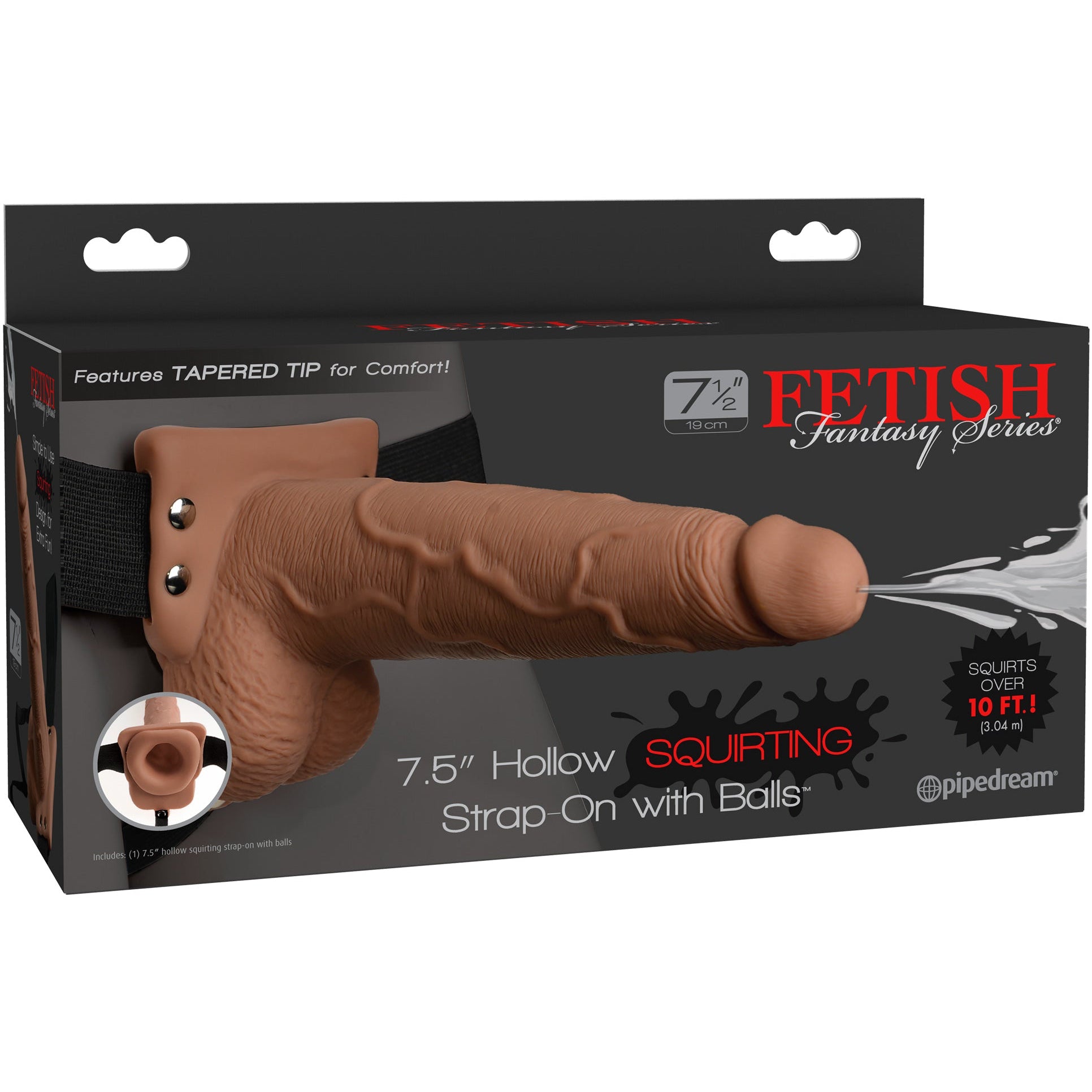 Fetish Fantasy Series 7.5" Squirting Hollow Strap-on with Balls - Tan