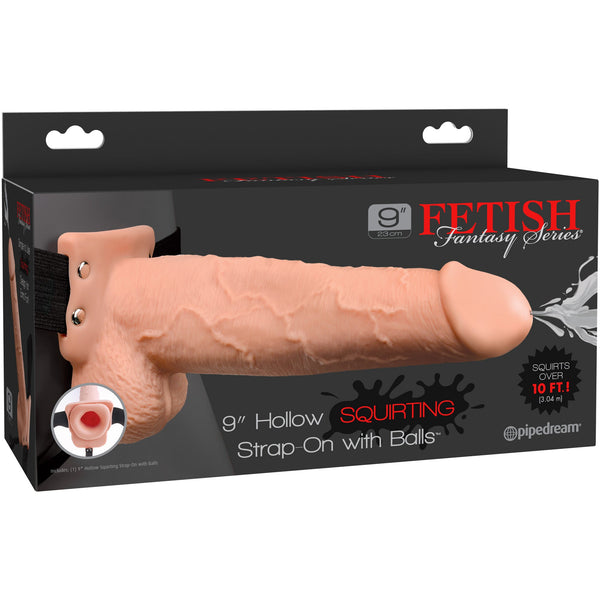 Fetish Fantasy Series 9" Squirting Hollow Strap-on with Balls - Light