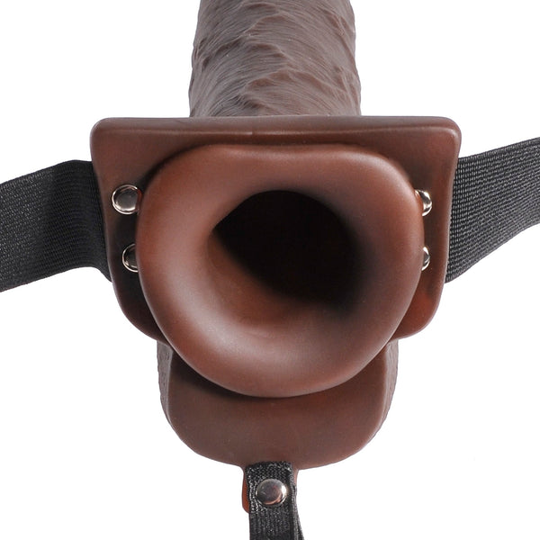 Fetish Fantasy Series 9" Squirting Hollow Strap-on with Balls - Brown