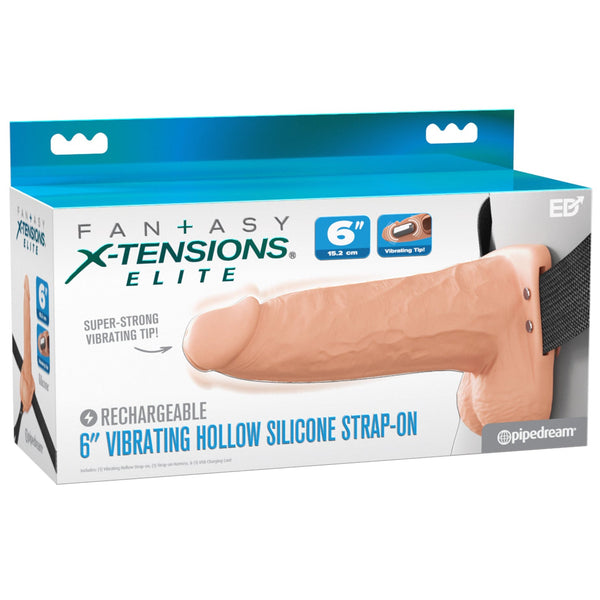 Fantasy X-Tensions Elite 6" Vibrating Hollow Silicone Strap-On - Light
