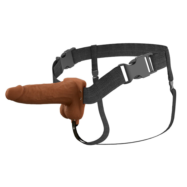 Fantasy X-Tensions Elite 6" Vibrating Hollow Silicone Strap-On - Brown