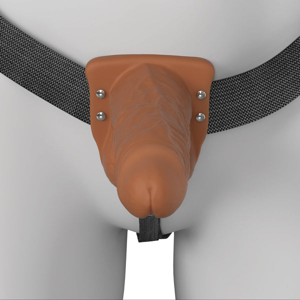 Fantasy X-Tensions Elite 6" Vibrating Hollow Silicone Strap-On - Brown
