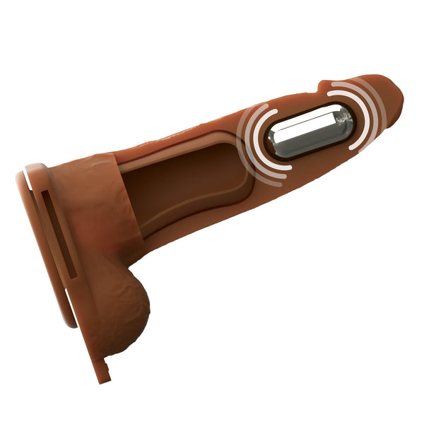 Fantasy X-Tensions Elite 6" Vibrating Hollow Silicone Strap-On - Brown