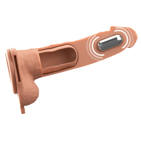 Fantasy X-Tensions Elite 7" Vibrating Hollow Silicone Strap-On - Light