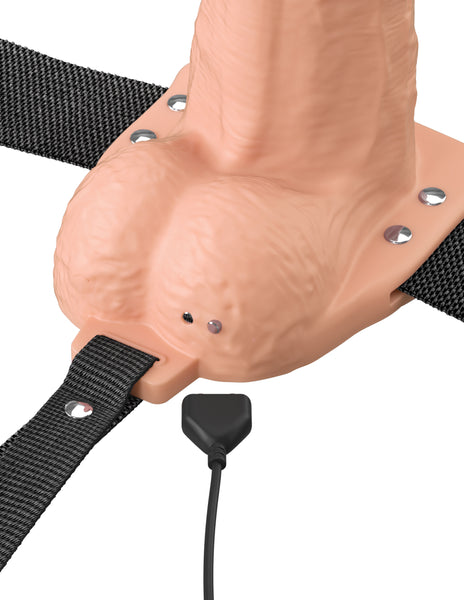 Fantasy X-Tensions Elite 7" Vibrating Hollow Silicone Strap-On - Light