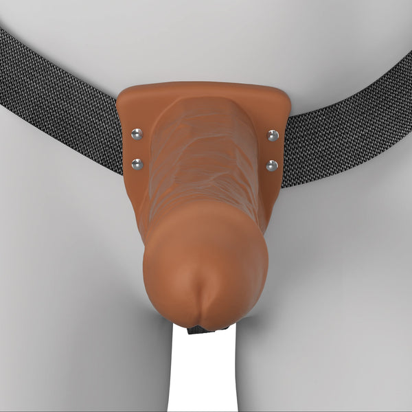 Fantasy X-Tensions Elite 7" Vibrating Hollow Silicone Strap-On - Brown