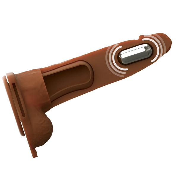 Fantasy X-Tensions Elite 7" Vibrating Hollow Silicone Strap-On - Brown