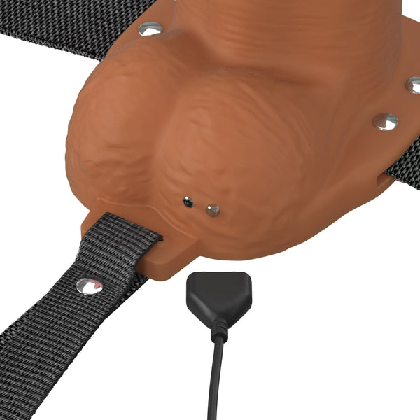 Fantasy X-Tensions Elite 7" Vibrating Hollow Silicone Strap-On - Brown