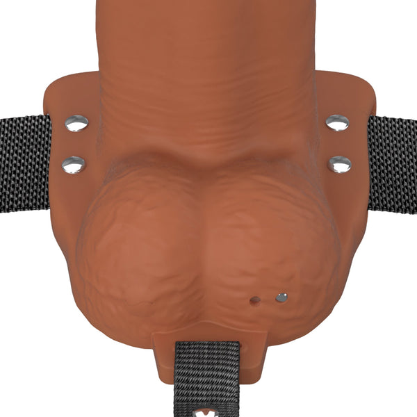 Fantasy X-Tensions Elite 7" Vibrating Hollow Silicone Strap-On - Brown