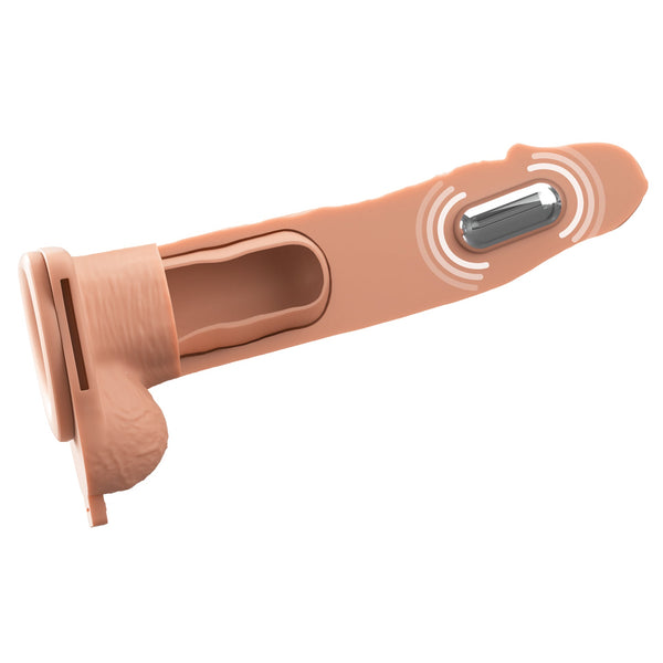 Fantasy X-Tensions Elite 8" Vibrating Hollow Silicone Strap-On - Light