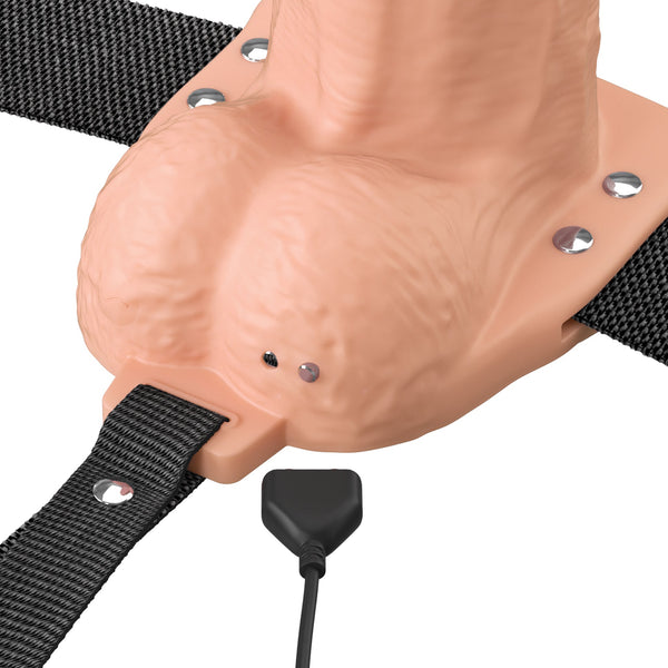 Fantasy X-Tensions Elite 8" Vibrating Hollow Silicone Strap-On - Light