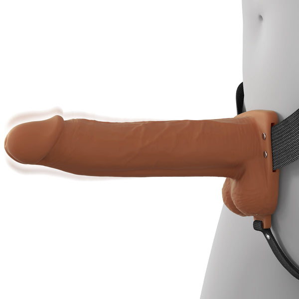 Fantasy X-Tensions Elite 8" Vibrating Hollow Silicone Strap-On - Brown