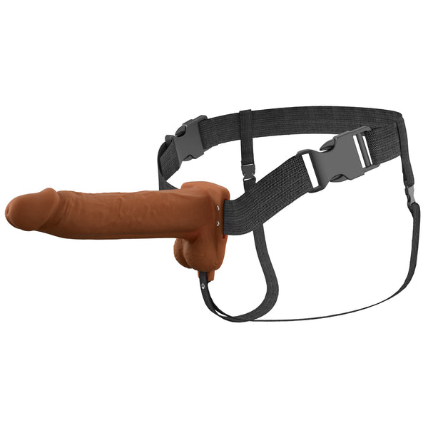 Fantasy X-Tensions Elite 8" Vibrating Hollow Silicone Strap-On - Brown