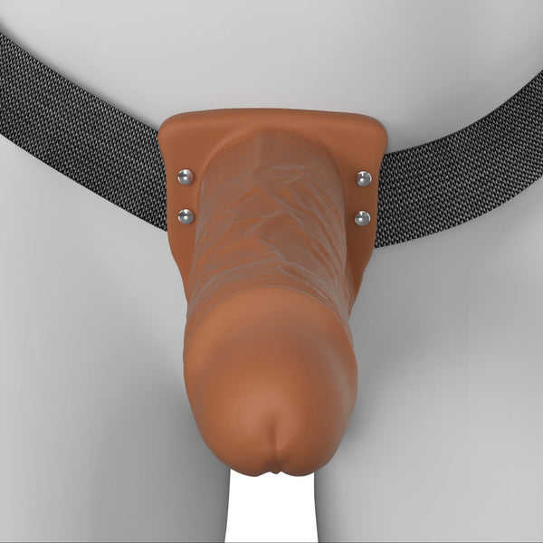 Fantasy X-Tensions Elite 8" Vibrating Hollow Silicone Strap-On - Brown