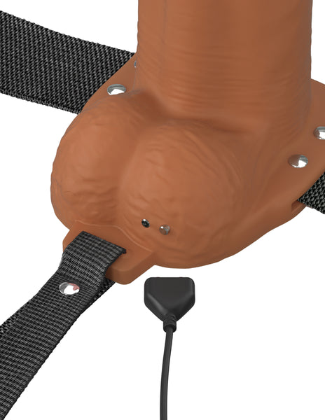 Fantasy X-Tensions Elite 8" Vibrating Hollow Silicone Strap-On - Brown