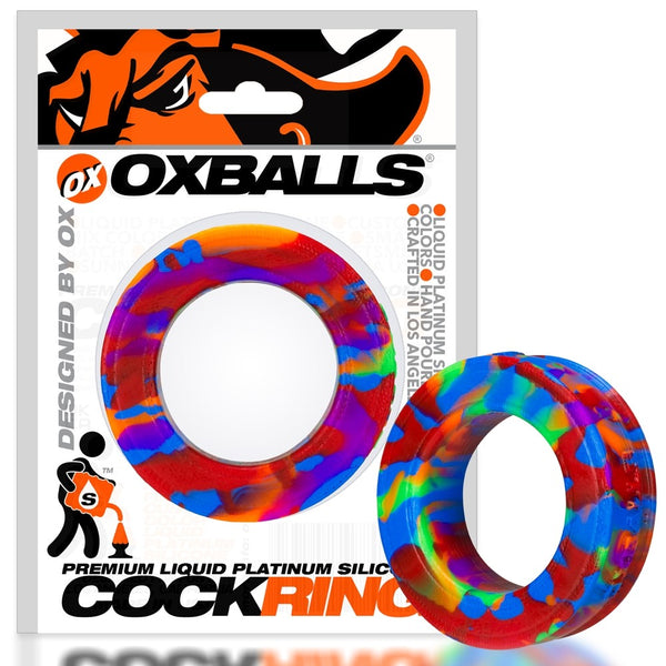 PIG-RING Liquid Platinum Silicone Ultra-Comfort Cockring - Rainbow Swirl