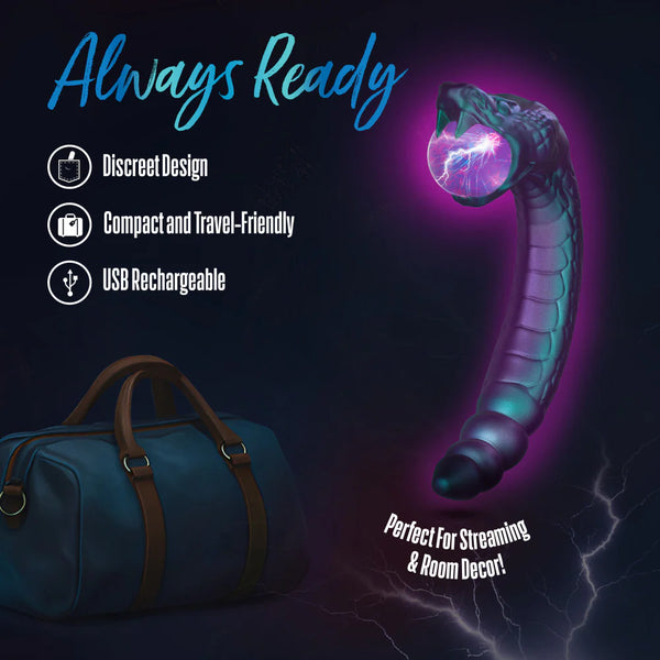 Temptasia Rattle Snake Rechargeable Dual Ended Vibrator with Mystical Plasma Globe