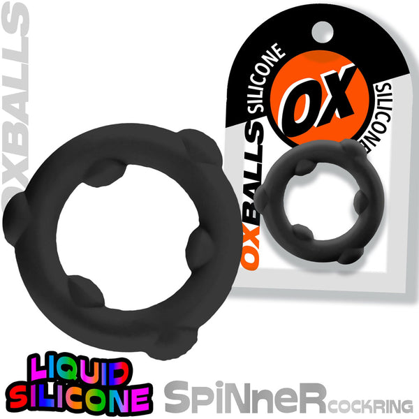 SPINNER Liquid Silicone Cockring - Black