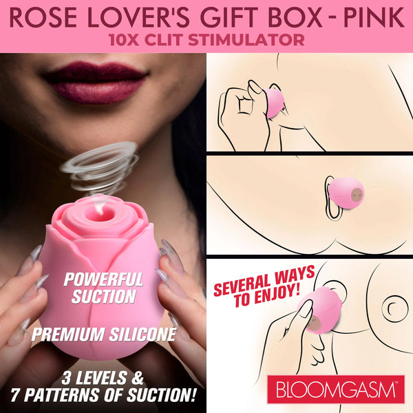 The Rose Lover's Gift Box 10X Rechargeable Clit Suction Rose - Pink