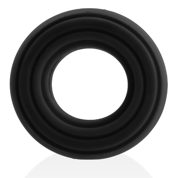 ROTO Grooved Gripper-Ribbed Cock Ring - Black Fog