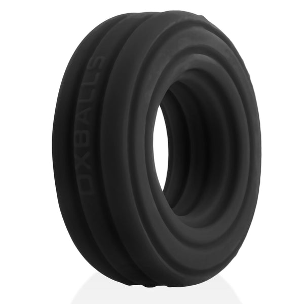ROTO Grooved Gripper-Ribbed Cock Ring - Black Fog