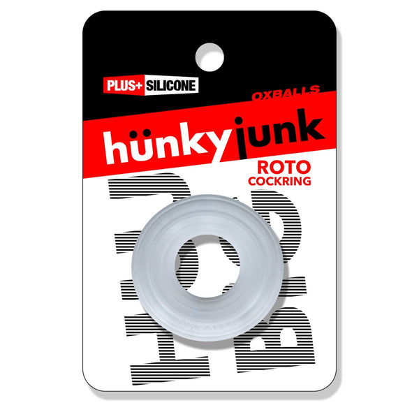 ROTO Grooved Gripper-Ribbed Cock Ring - Clear Steam