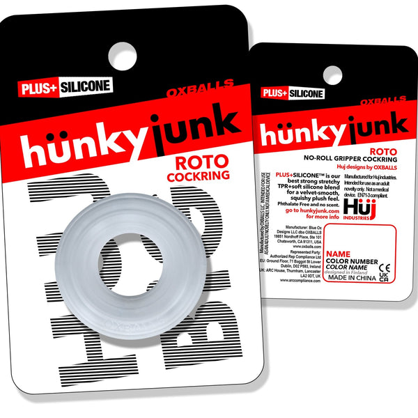 ROTO Grooved Gripper-Ribbed Cock Ring - Clear Steam