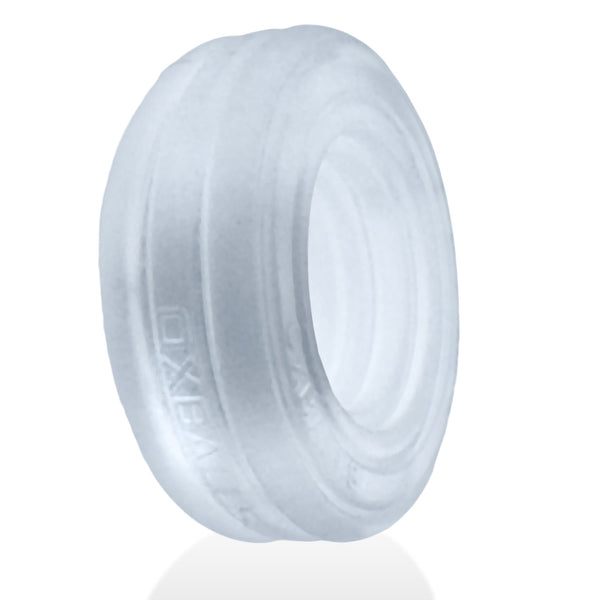 ROTO Grooved Gripper-Ribbed Cock Ring - Clear Steam