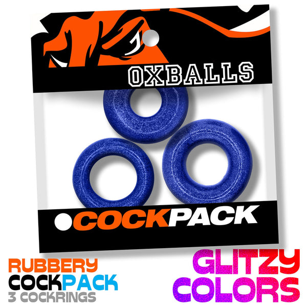 COCKPACK flexTPR™ Multi Size 3-Pack Cockrings - Blue Fire