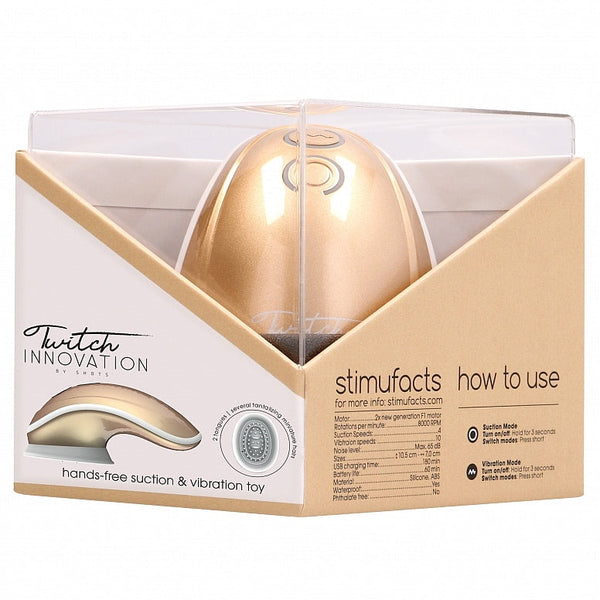 Twitch Innovation Hands-Free Suction & Vibration Clitoral Stimulator - Gold