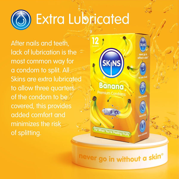Skins Banana Condoms - 12 Pack - Extreme Toyz Singapore - https://extremetoyz.com.sg - Sex Toys and Lingerie Online Store