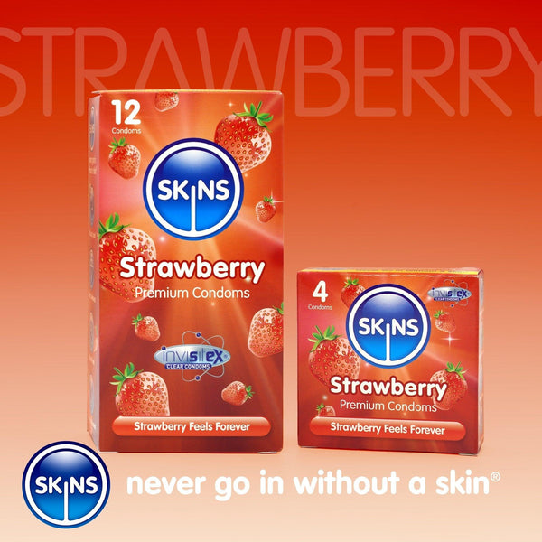 Skins Strawberry Condoms - 12 Pack - Extreme Toyz Singapore - https://extremetoyz.com.sg - Sex Toys and Lingerie Online Store