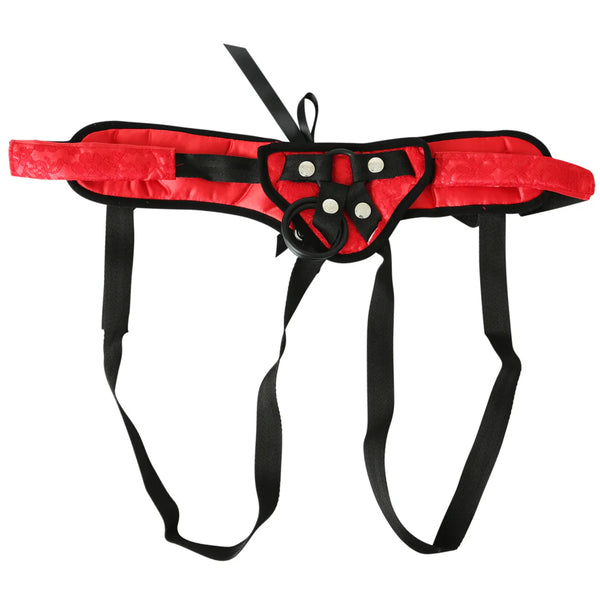 Sunset Lace Corsette Strap On - Red