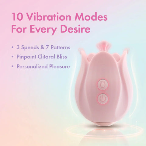 Play With Me Romantic Rose Rechargeable Vibrator With Rosebud Attachment Heads