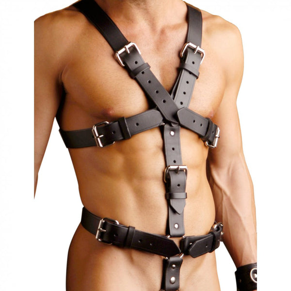 STRICT LEATHER Leather Body Harness (2 Sizes Available) - Extreme Toyz Singapore - https://extremetoyz.com.sg - Sex Toys and Lingerie Online Store - Bondage Gear / Vibrators / Electrosex Toys / Wireless Remote Control Vibes / Sexy Lingerie and Role Play / BDSM / Dungeon Furnitures / Dildos and Strap Ons  / Anal and Prostate Massagers / Anal Douche and Cleaning Aide / Delay Sprays and Gels / Lubricants and more...