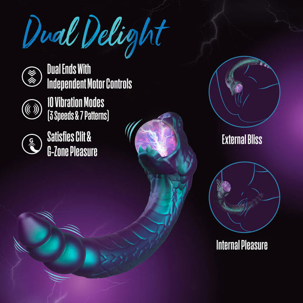 Temptasia Rattle Snake Rechargeable Dual Ended Vibrator with Mystical Plasma Globe