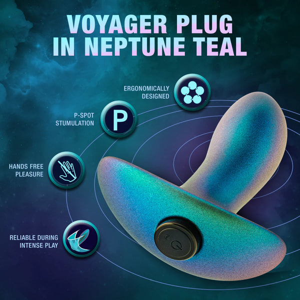 Anal Adventures Matrix The Voyager Platinum-Cured Rechargeable Vibrating Anal Plug With AnchorTech™ Base - Neptune Teal