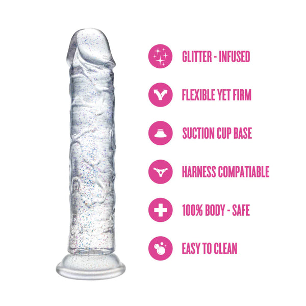 Naturally Yours Gala 6" Glitter Cock  - Sparkling Clear