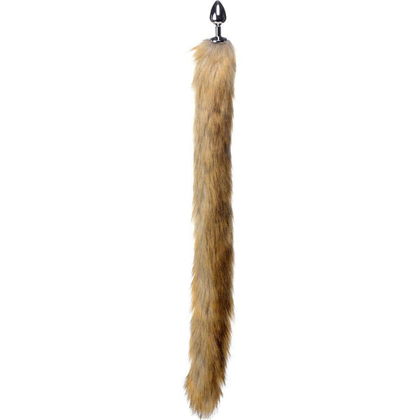 Extra Long Mink Tail Metal Anal Plug - Brown