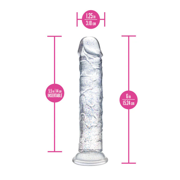 Naturally Yours Gala 6" Glitter Cock  - Sparkling Clear
