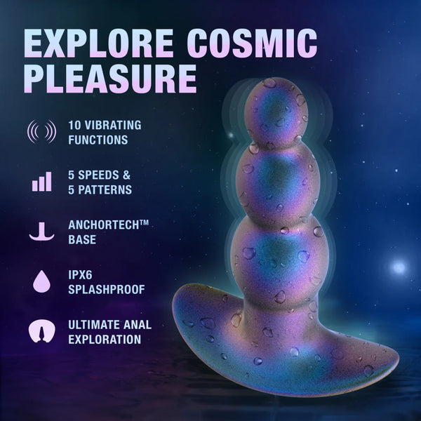 Anal Adventures Matrix The Expedition Platinum-Cured Rechargeable Vibrating Anal Plug With AnchorTech™ Base -Lunar Blue