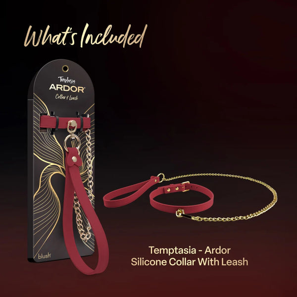 Temptasia Ardor Silicone Collar & Leash - Red