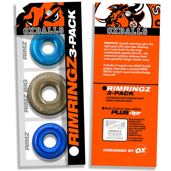 RIMRINGZ  flexTPR™ Softlips Multi Size 3-Pack Cockrings - Cool Blues