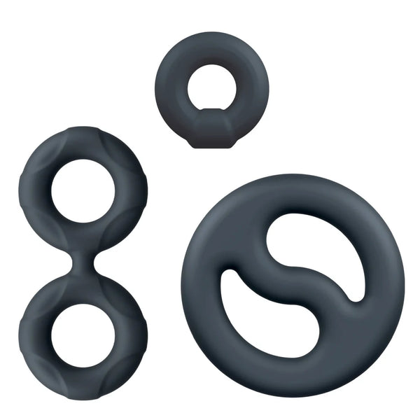 Performance Plus Throttle Platinum-Cured Silicone 3 Piece Cock Ring & Ball Stretcher Set