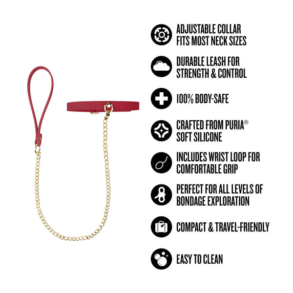 Temptasia Ardor Silicone Collar & Leash - Red