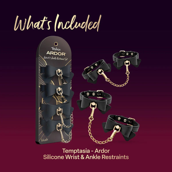 Temptasia Ardor Silicone Wrist & Ankle Restraints with Bow