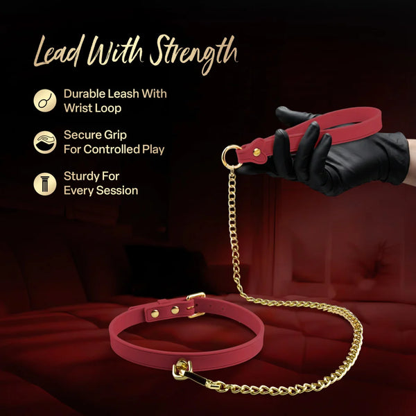 Temptasia Ardor Silicone Collar & Leash - Red