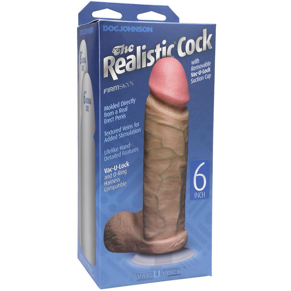 Doc Johnson The Realistic Cock 6” - Vanilla - Extreme Toyz Singapore - https://extremetoyz.com.sg - Sex Toys and Lingerie Online Store