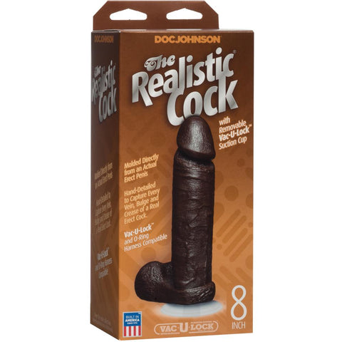 Doc Johnson The Realistic Cock 8” - Chocolate - Extreme Toyz Singapore - https://extremetoyz.com.sg - Sex Toys and Lingerie Online Store